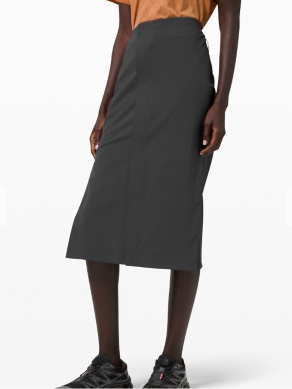 Lululemon Lab Midi Skirt Womens 6 Dark Grey Technical Wrap Front Pockets - Picture 1 of 8